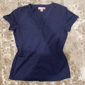Koi by Katy Peterson small navy scrub top